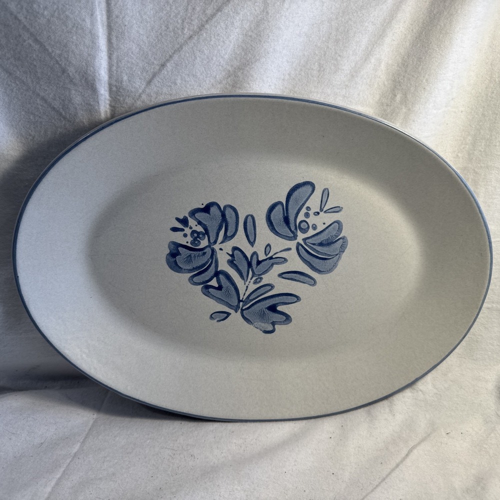 Pfaltzgraff Yorktowne Stoneware Platter Vtg Floral Print 14" X 9.75" Tableware